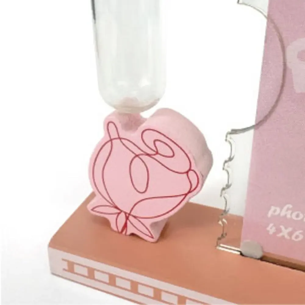 Valentine’s Day Picture Frame with Glass Vase – 4x6 Pink Floral Wood Frame Gift